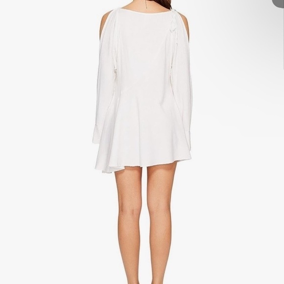 Free People Mini Dress Top Cold Shoulder Ivory White beach longsleeve size Small - Picture 2 of 8